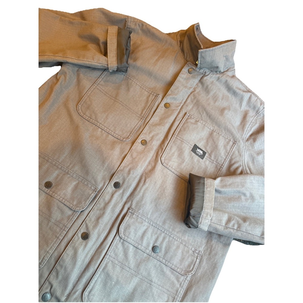 VANS Men's Utility Jacket Field Workwear‎ Gray Ripstop Snap Button Front MEDIUM